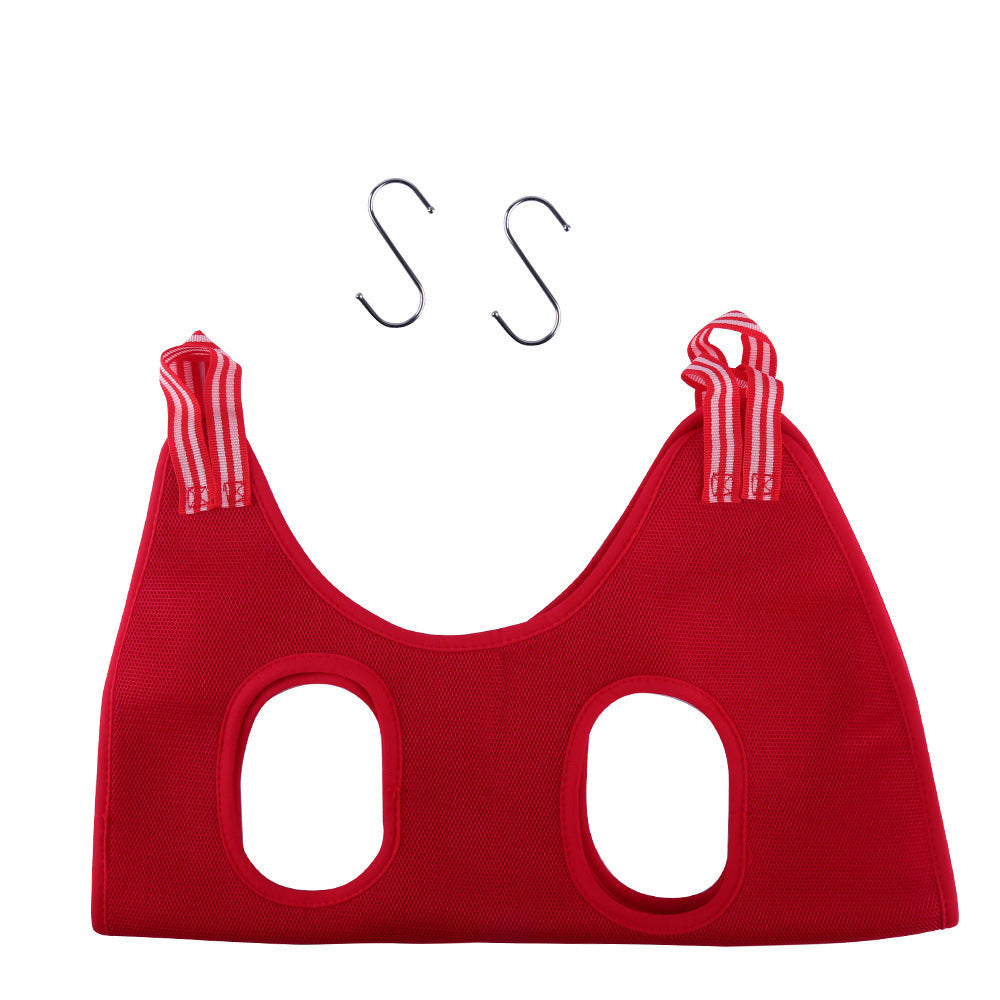 Red Pet Grooming Hammock on a white background with 'S' size label.